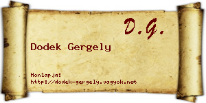 Dodek Gergely névjegykártya